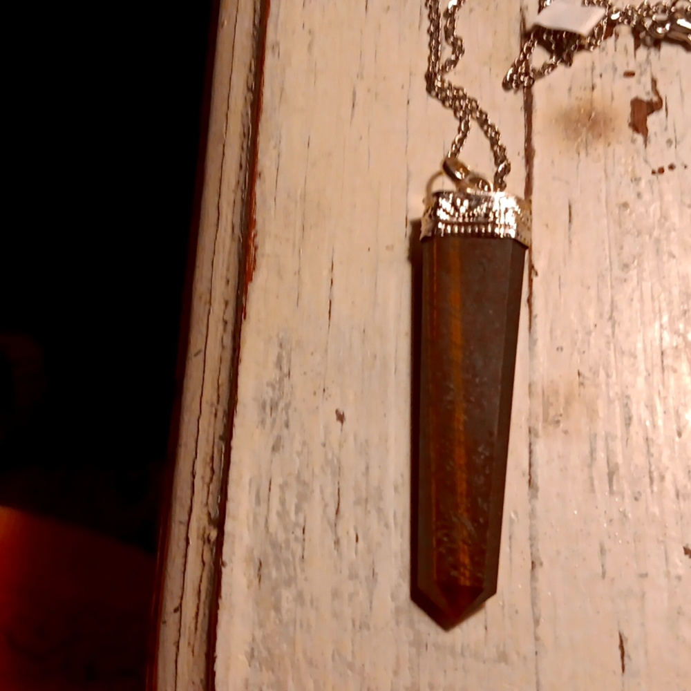 LONGATED TIGER EYE 925 NECKLACE